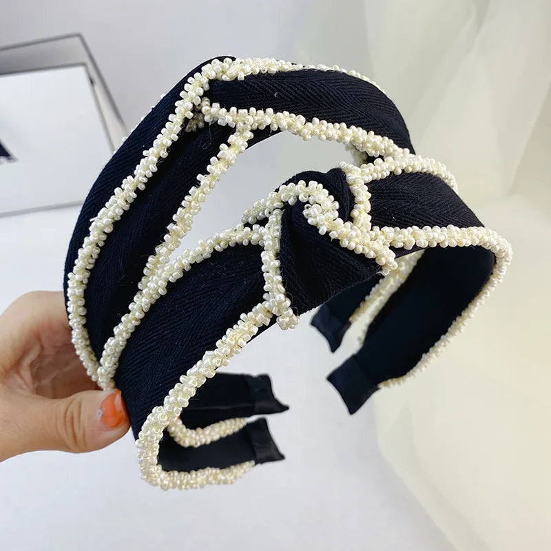 Korean Version of Preppy Bead Fashion Pearl Headband Japanese and Korean Small Fragrance All-match Hair Accessories
