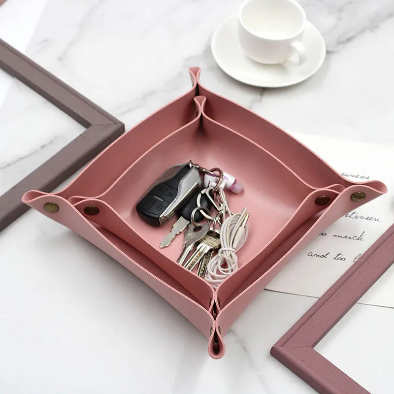 Factory Ready Stock Portable Travel Leather Game Dice Bag Storage Bags Basket  Home Organization Leather Storage Tray