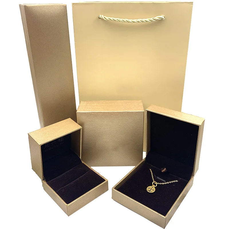Custom Gold Jewelry Packaging Box Fashion Storage Solution for Rings Necklaces Bracelets Made From Plastic PU-for Gift Shop