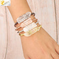 CSJA New Crystal Bangle Bracelet Wrapped Natural Raw White Crystal Gemstone Open Cuff Bracelet Healing Jewelry G168