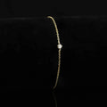 Abiding Modern Simple 4 Prong Set Au750 14kt Pure Yellow Gold 3mm Single Lab Grown Diamond Link Bracelet for Women