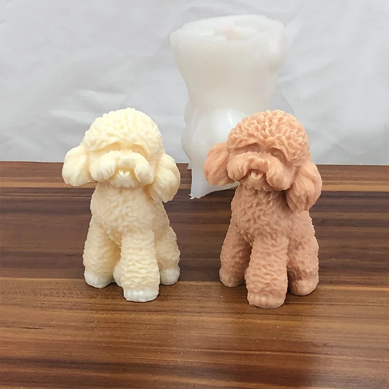 Dog and Teddy Shape Eco-Friendly Odorless Silicone Candle Molds with OPP Bag
