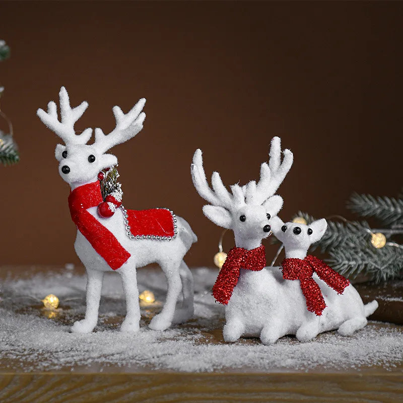 White Elk Christmas Ornament Xmas Holiday Decorations for New Year Christmas Decorations for Home Decor