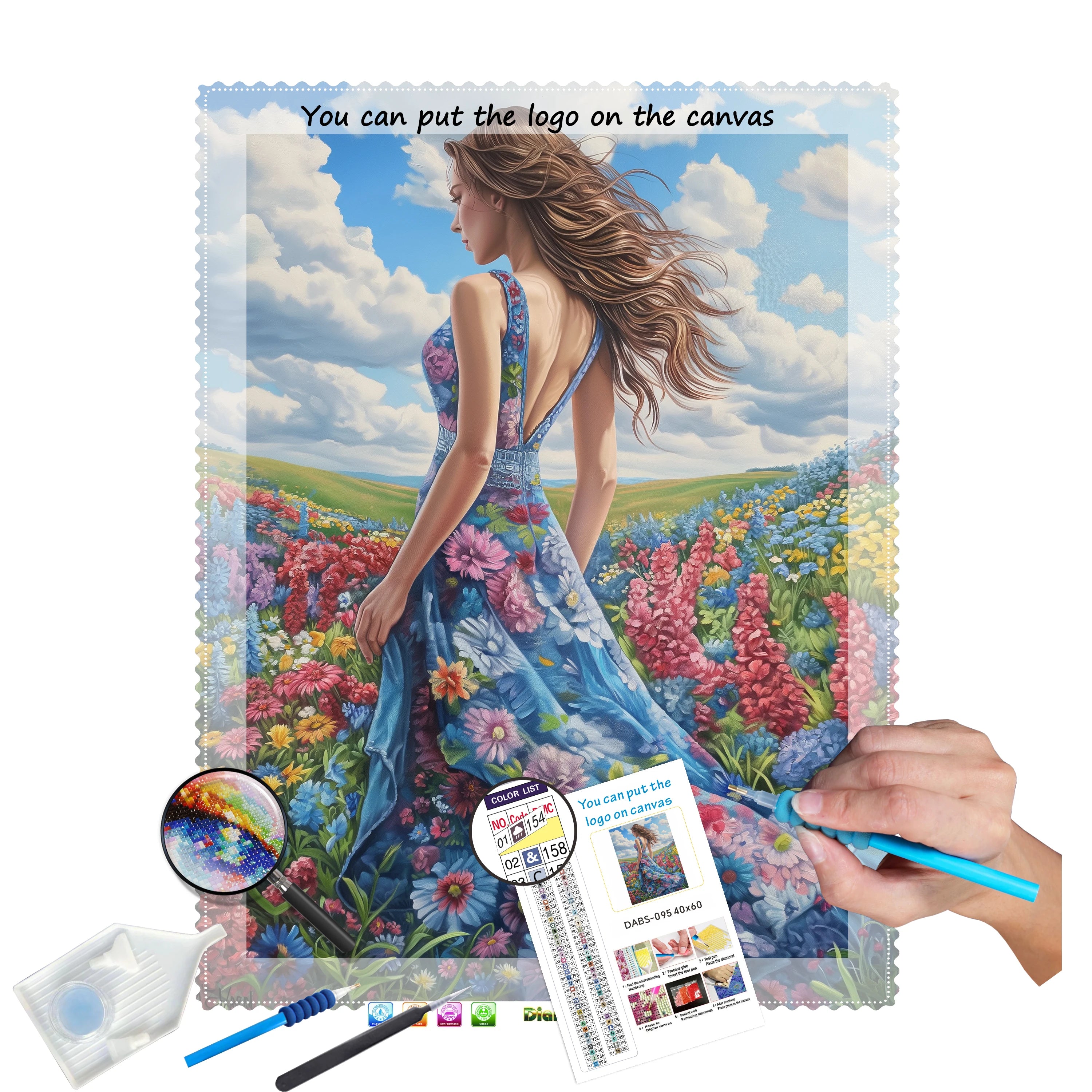 N-2195 Custom 30x40cm Diamond Art Painting Set Round/Square Drills Portrait of Girl Diamond Painting Photo Customizable