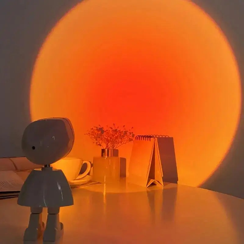 Modern RGB LED Small Floor Light Mini Robot Astronaut Sunset Atmosphere Night Light for Photography