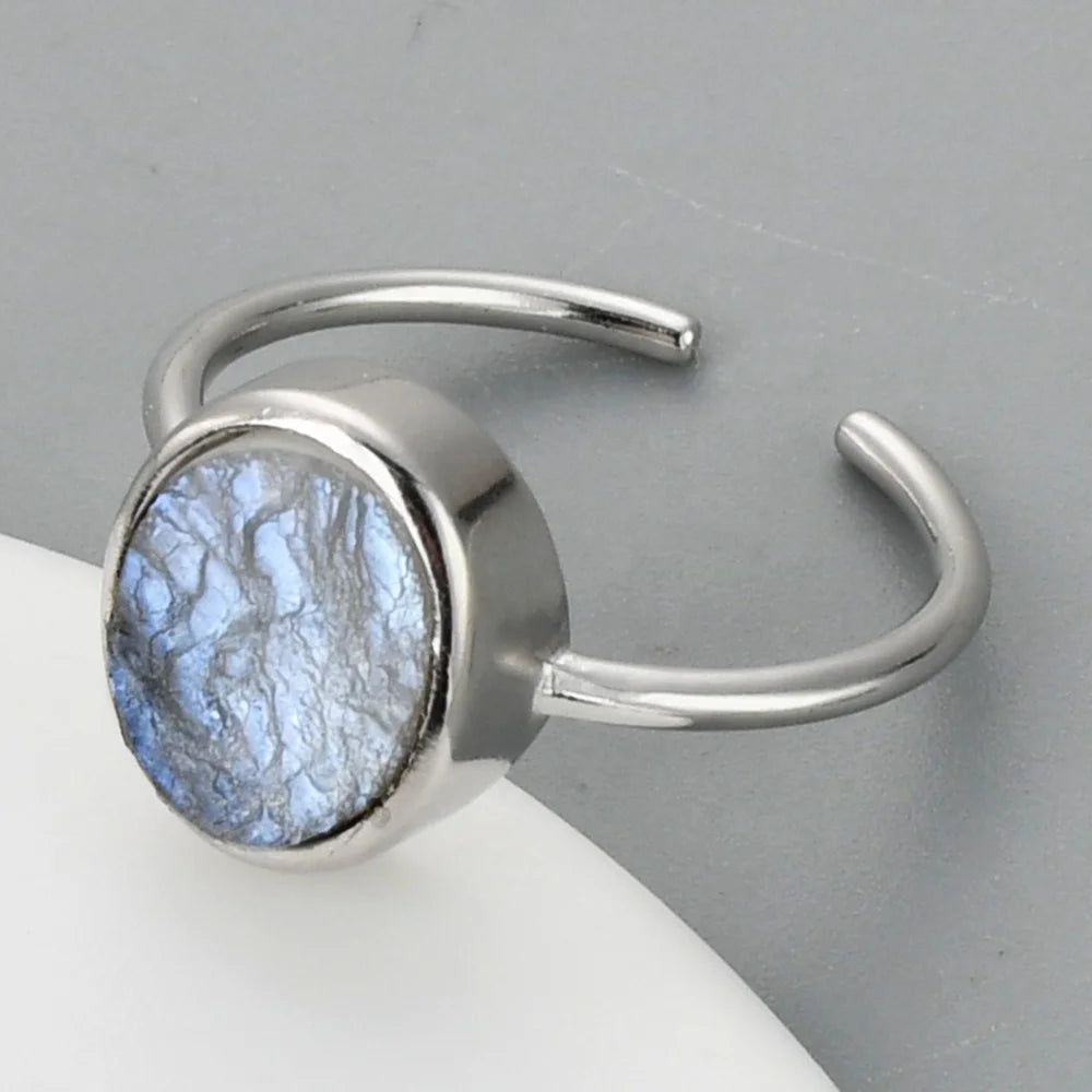 SS216S Oval Sterling Silver Natural Moonstone Fine Jewelry Rings