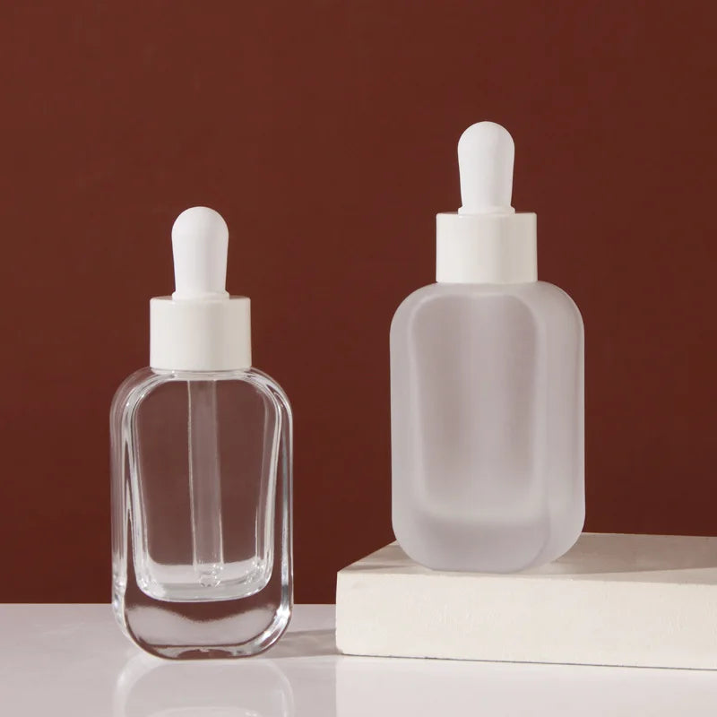 New Small Empty Essential Oil Glass Dropper 30ml Essence Foundation Frosted Bottles