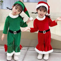 2026 Latest Update Kids Bell Bottom Set Children Holiday Themed Santa Claus Clothes With Hat Christmas Outfit for Girls