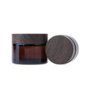 High Quality 1oz 15g Printing Hot Stamping Amber Cosmetic Glass Jar Container with Dark Wood Lid
