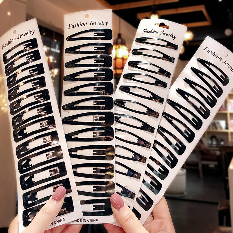 Fashion Simple Black Metal 10PCS  Hairpin Set Ladies  Girls Thickened Broken Hair BB Clip Utility Universal Hair Accessories
