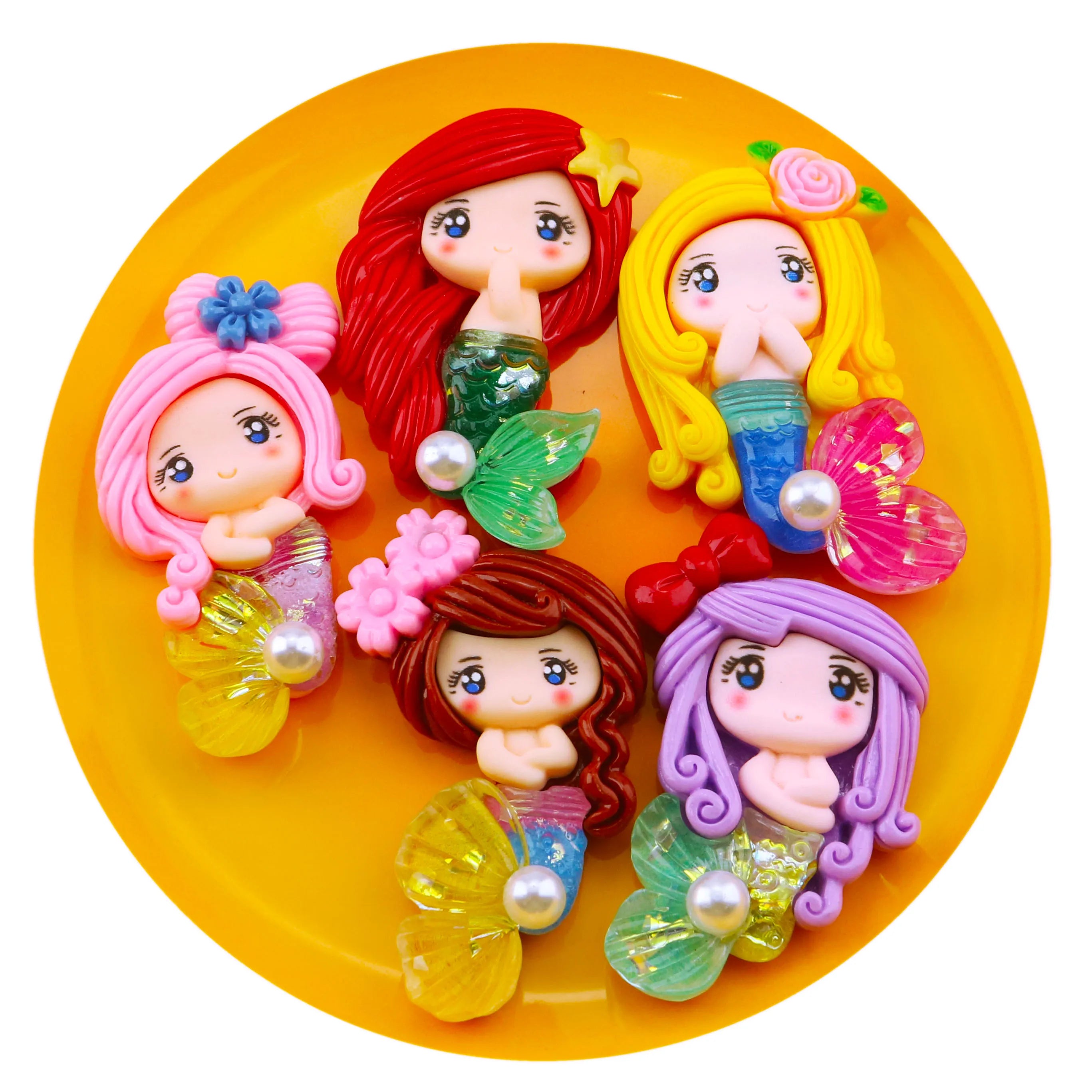 100Pcs/Bag Large Size Mermaid Girl Resin Charms Cabochon for Slime Filler Dollhouse Diy Craft Phone Case Fridge Decoration