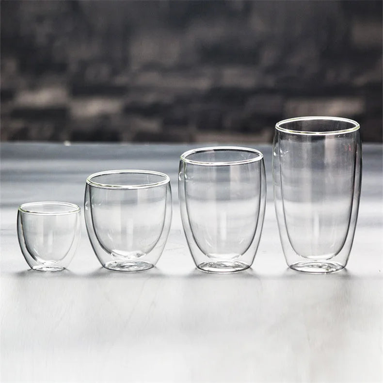 Transparent Double Wall Glass Drinking Cup Coffee Mugs Sublimation Blank Tumbler Beer Glass Cup