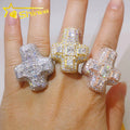 Wholesale Unisex Cross Ring 925 Sterling Silver Iced Out Moissanite Diamond Hiphop Rings Cross