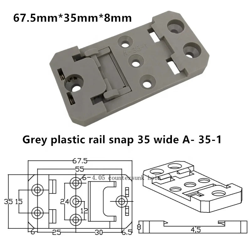 67.5mmx35mmx8mm Industrial 35mm Guide Rail Buckle Pcb Circuit Board Guide Rail Buckle DIN 35mm
