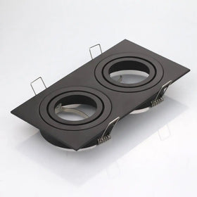 Hot Sale Aluminum Double Heads GU10 MR16 Downlight Holder Black Silver White GU10 Fixture Frame Square MR16 Spot Light Bracket