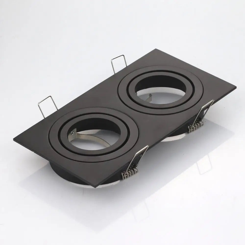 Hot Sale Aluminum Double Heads GU10 MR16 Downlight Holder Black Silver White GU10 Fixture Frame Square MR16 Spot Light Bracket