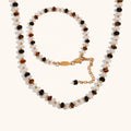 Dingran 2024 Trendy Jewelry Tiger Eye White Jade Beaded Bracelets Gold Plated Jewelry Set for Women