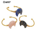 WT-B604 Natural Stone Bangles Delicate Crescent Stone Bangles Opening Adjustable Charming Bamgles Natural Gemstone Bangles