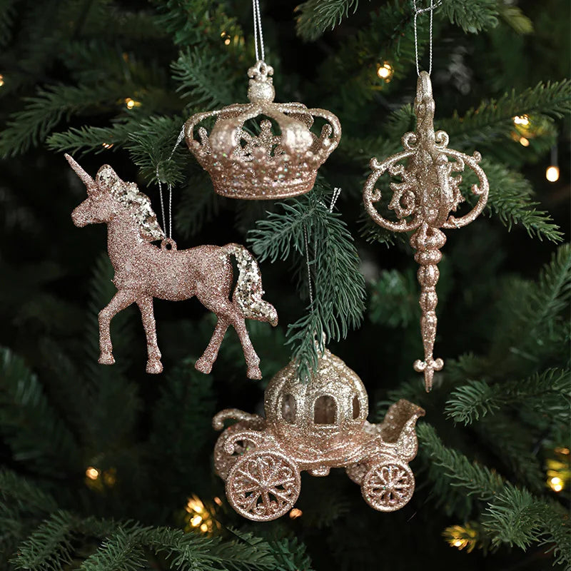Factory New Glitter Elk Snowflake Christmas Tree Hanging Decoration Merry Christmas Ball Ornament for Party Christmas Party