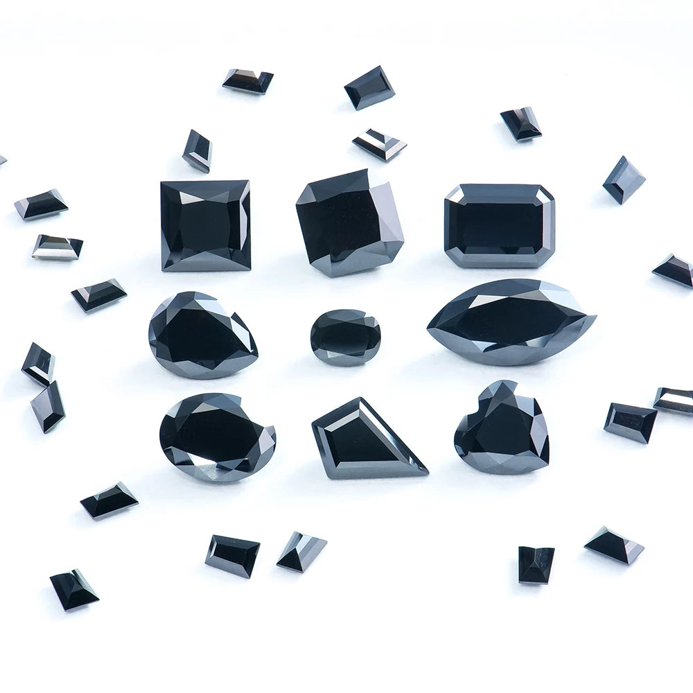 Wholesale Synthetic Gra Vvs Asscher Marquise Heart Pear Oval Emerald Round baguette Cut Loose Gemstone Stone Black Moissanite