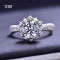 Solid Silver 925 Original Brilliant Cut 2 ct Diamond Test Past D Color Moissanite Snow&Ice Romantic Wedding Ring Fine Jewelry