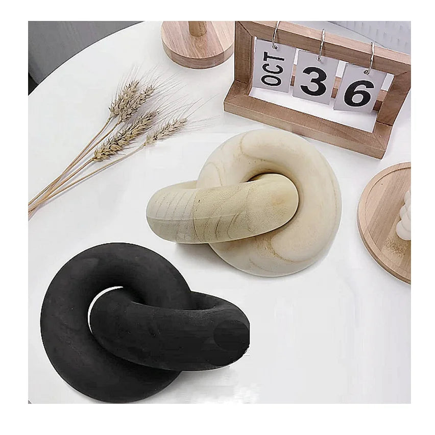 Decor 2-Link Decorative Wooden Chain Link Round Love Theme Craft with Engraved Wood Knot Chain for Home Decor Wood Link Chain