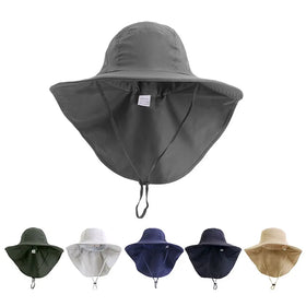 Wholesale Custom Logo WATERPROOF POLYESTER Climbing UPF50+ Sun Hat Wide Brim Mesh Fishing Hat With Neck Flap for Women Men