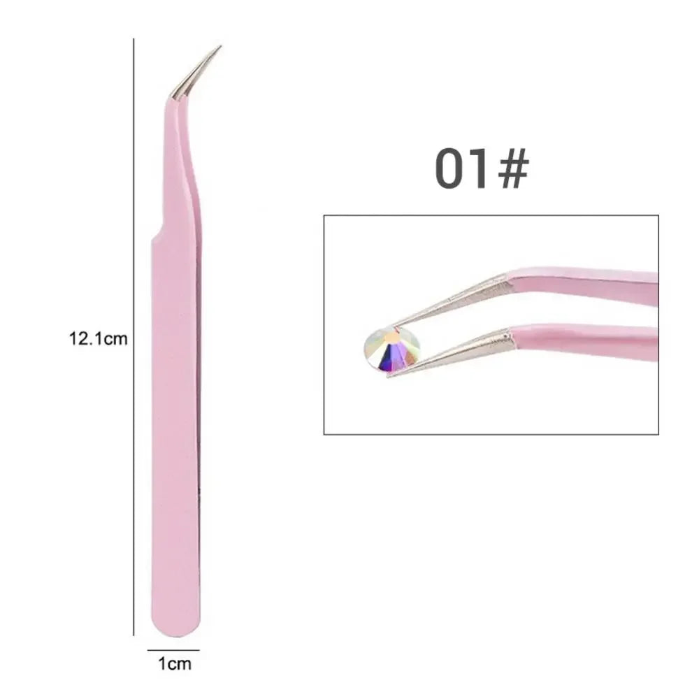 Colorful Anti-Static Stainless Steel Precision Tweezers Set Eyelash Extension Eyebrow Makeup Kit Beauty Tools