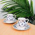 12pcs Turkish Coffee Cups Set Espresso Porcelain Cup and Saucer Blue and White Coffee Tea Set