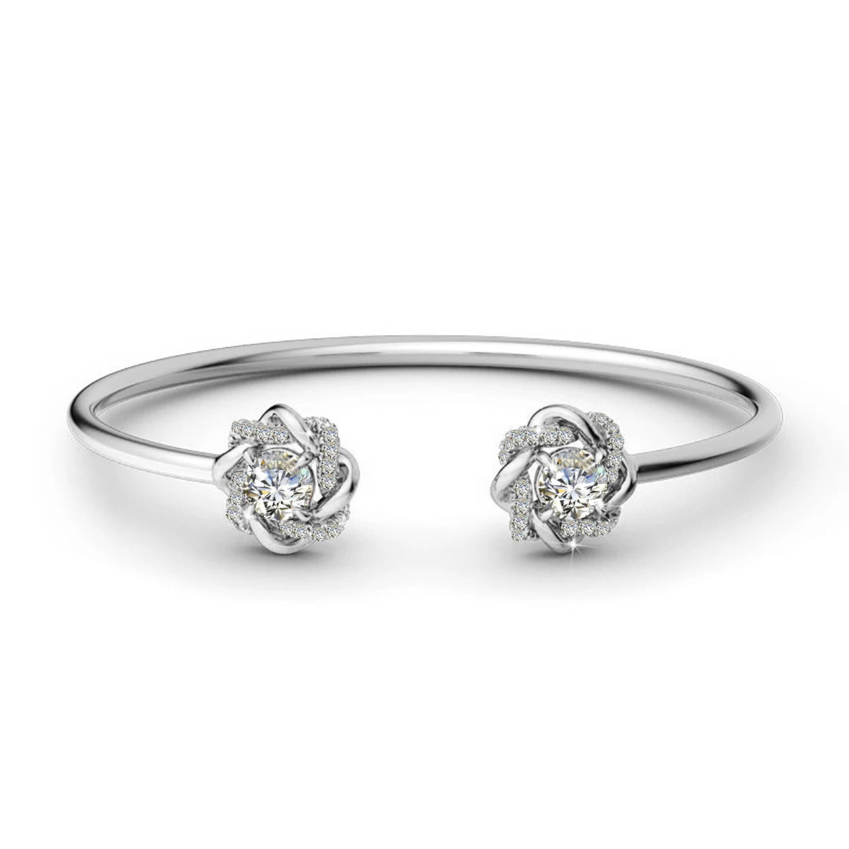 Luxury Jewelry Flower Design 2 Carats Moissanite Diamond 925 Silver Ajustable Bangle Bracelet Women