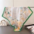 Lightweight Soft Small Hair Silk Feel Scarves Fancy Butterfly Flower Print Polyester Silk Shawls for Women 70*70CM Square Scarf