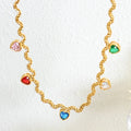 Ins Fashion Trend Collar Necklace Geometric Colorful Peach Heart Zircon Pendant Necklace Collier Acier Inoxydable Bijoux