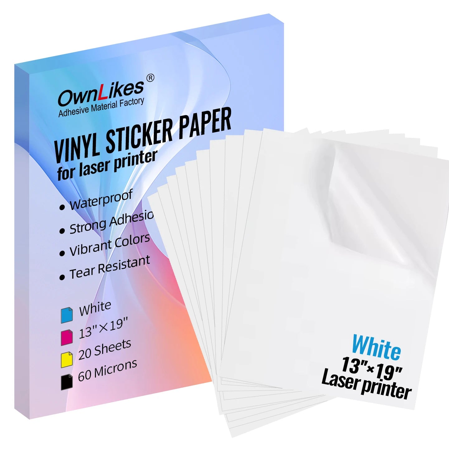 Custom Printed Glossy Waterproof Acrylic Water Activated Vinyl Polyester Sticker Paper Custom Size Options for DIY Masking