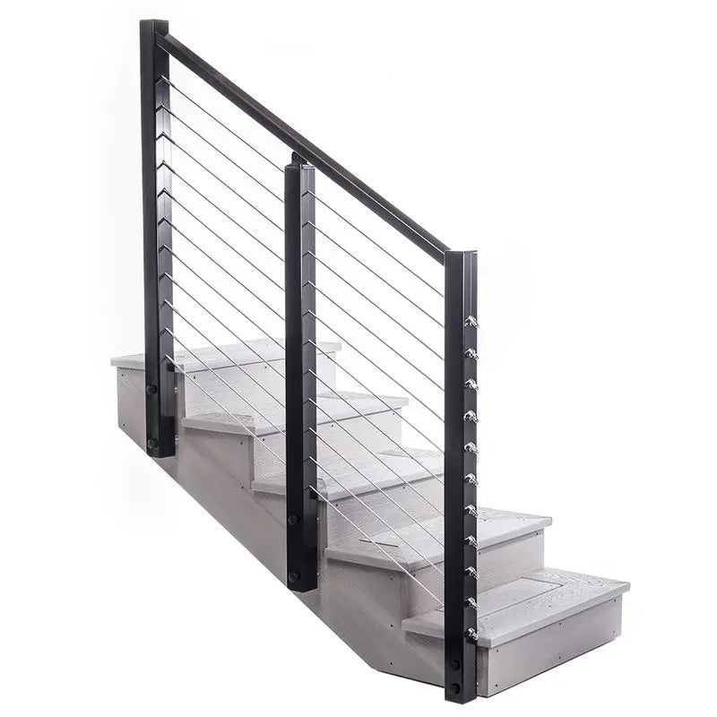 Condibe Side Face Mounting 35" Height 2"x2" Black square Stainless Steel Cable Railing