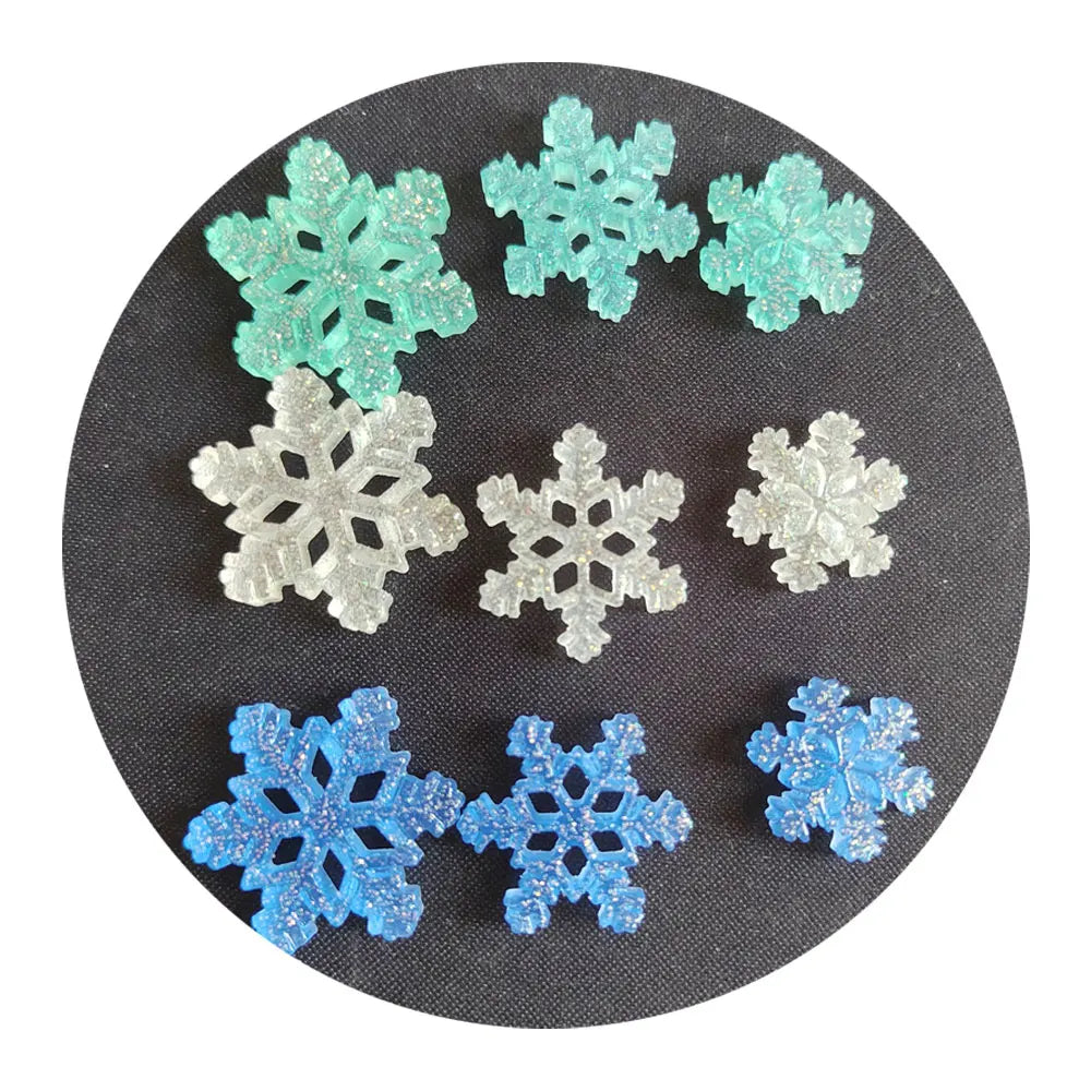 Kawaii Resin Bling Snowflake Flatback Cabochon Embellishment for Scrapbooking Diy Decoration Craft Mixed
