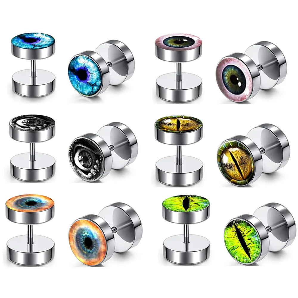 Stainless Steel Men Earrings Studs Ear Piercing Plugs Tunnel Screw Design Gauges Earrings Flat Back Stud Earring Set for Me