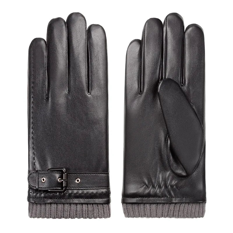 Custom Logo Winter Warm Touchscreen PU Leather Motorcycle Driving Riding Outdoor Gloves for Men