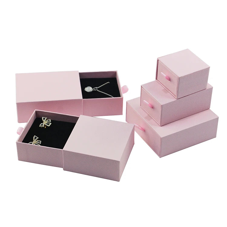Wholesale Custom Logo Luxury Rigid Paper Necklace Drawer Gift Boxes for Jewelry Packaging