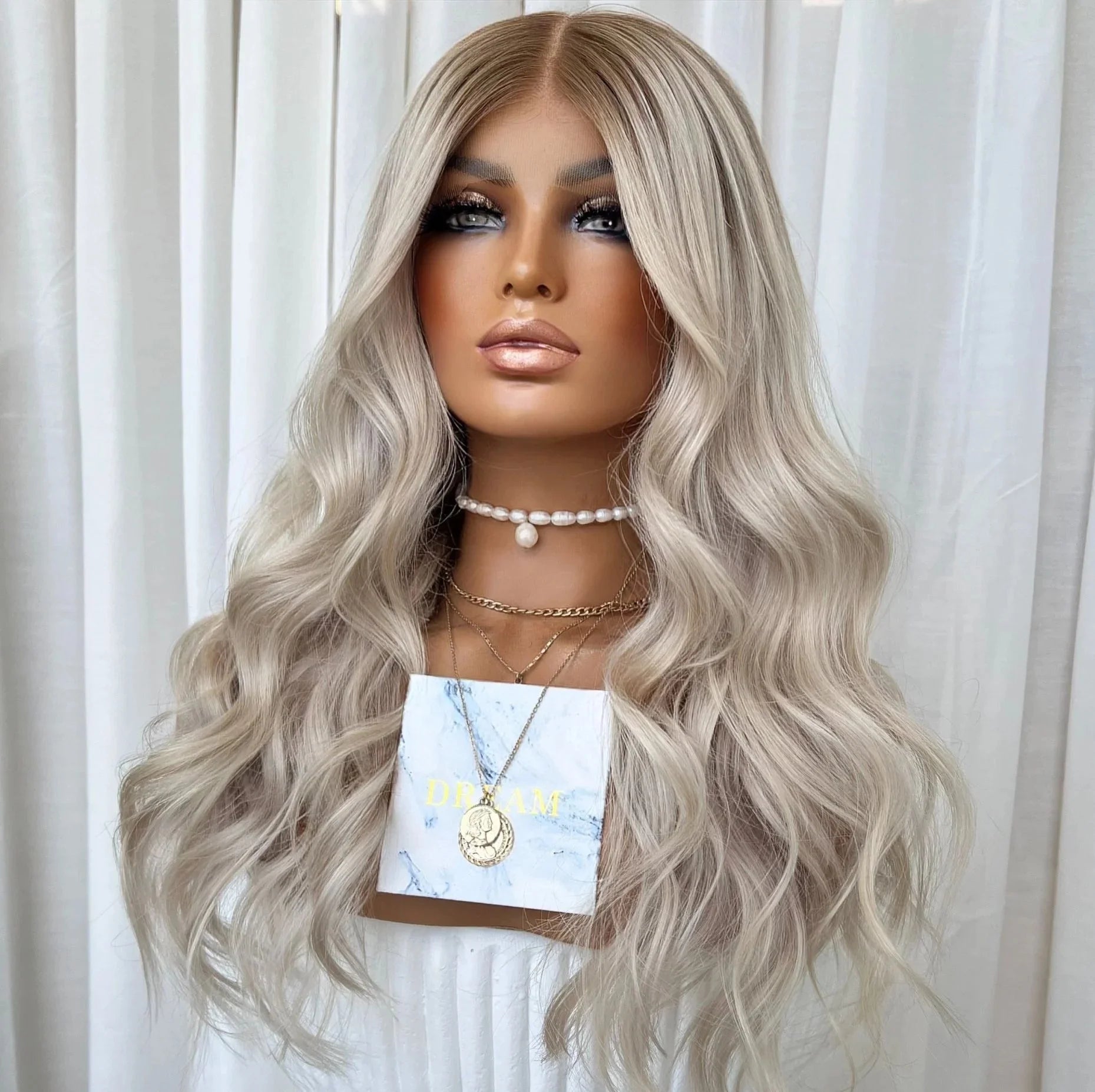 Qingdao Ombre Platinum Blonde Loose Wave Bleached Invisible Knots Virgin Russian Cuticle Aligned Hair Clear Lace Front Wigs