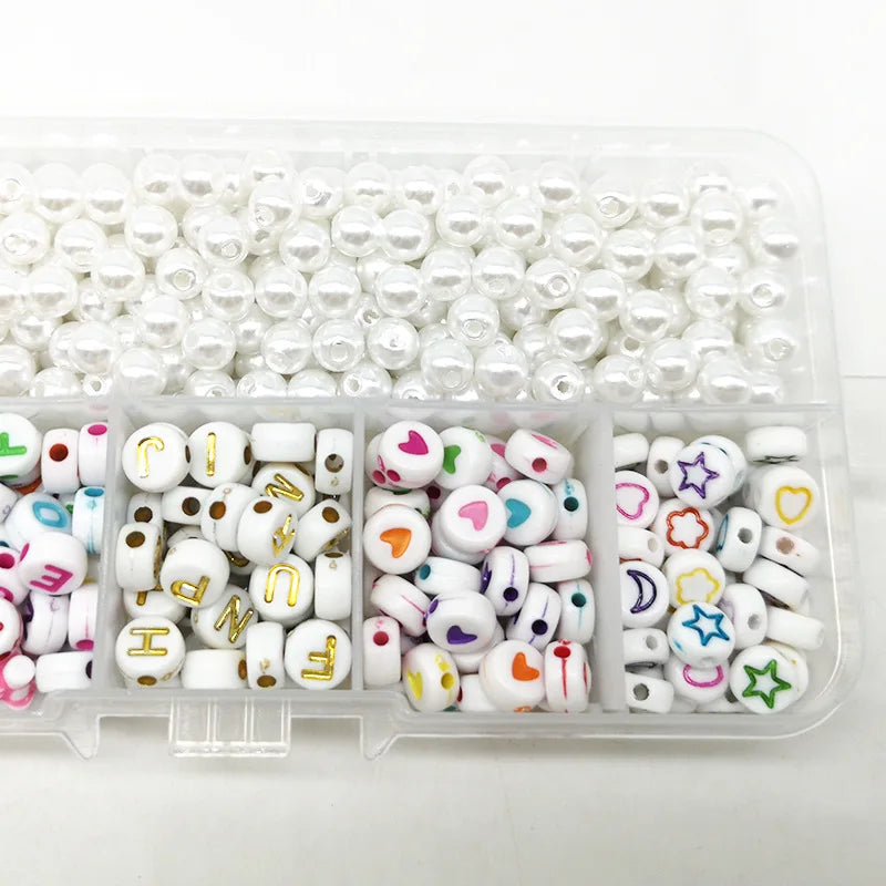 JC Crystal Hot Sale 10 Grids Pearl Beads and Letters Kit DIY Beads for Jewelry Making Kit