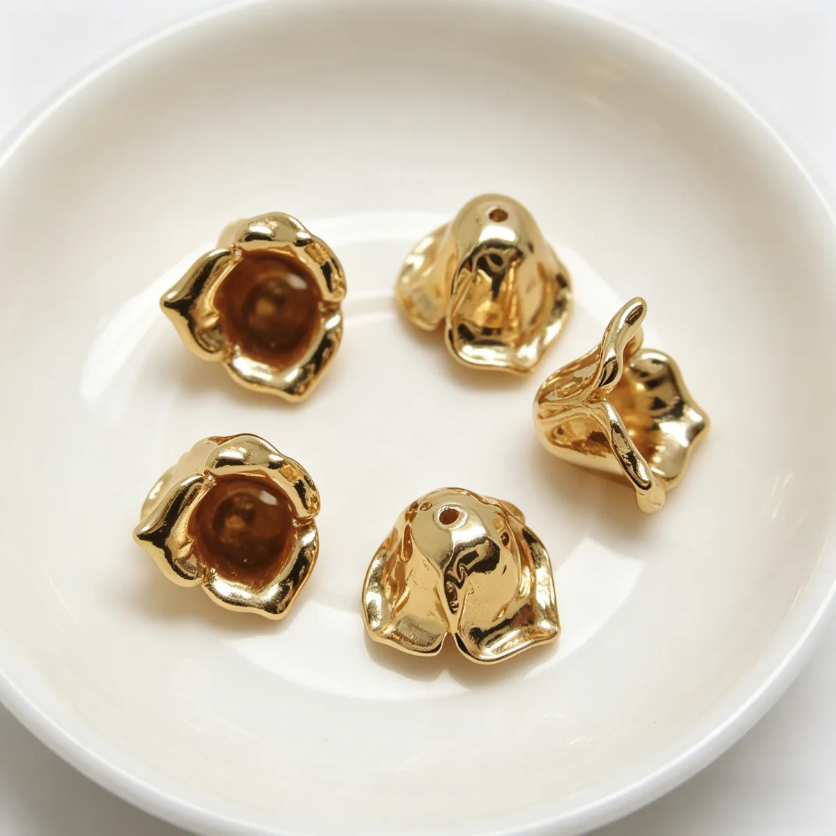 Wholesale 24K Triple Gold Plated Brass Morning Glory Flower Holder Beads Cap for Jewelry Making Findings