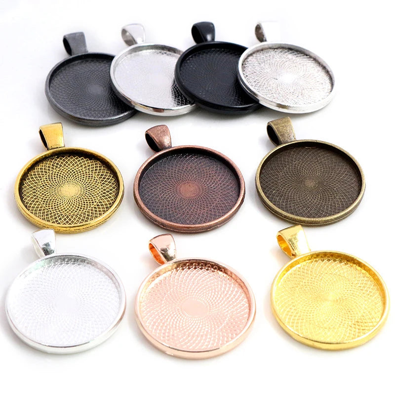 20mm 25mm 30mm Inner Size Pendant Blank Bezel Tray Glass Cabochon Base Setting for Necklace DIY Jewelry Making