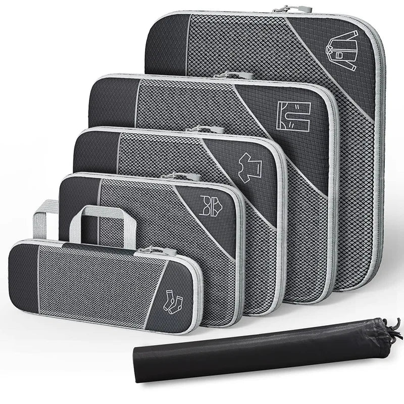 Wholesale Custom Nylon Luggage Organizer Mesh Travel Cubes High Quality 6 Pcs Set Compression Waterproof Durable Dry Packing