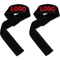 Custom Color Logo Weight Lifting Straps Sport Adjustable Thick Stiff Black Gym Wrist Straps Weightlifting