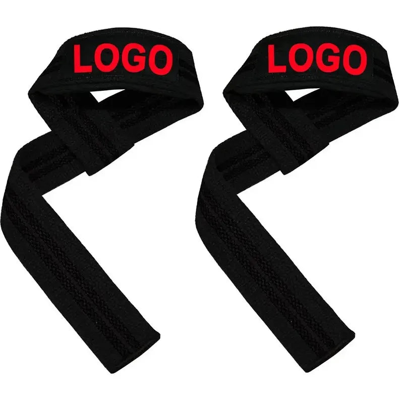 Custom Color Logo Weight Lifting Straps Sport Adjustable Thick Stiff Black Gym Wrist Straps Weightlifting