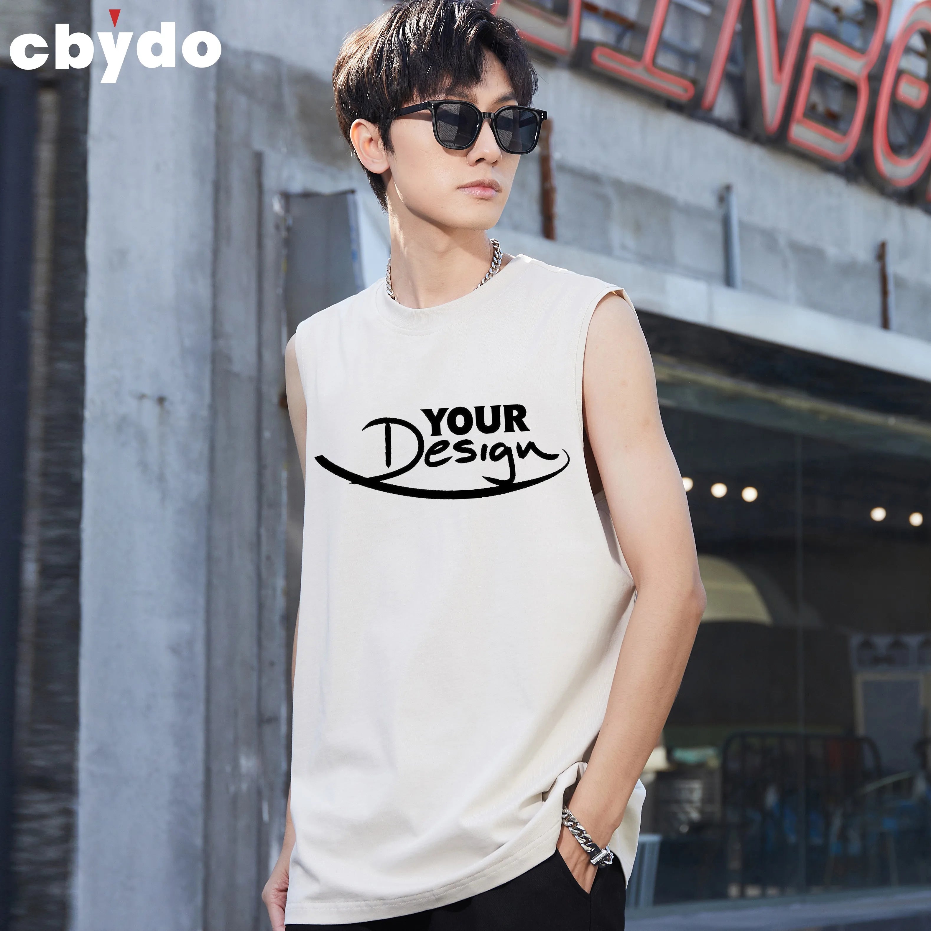 Custom LOGO 100% Cotton Street Wear Tank Tops Bodybuilding Muscle Sleeveless Gym Design Men's T-Shirts tank Top Men