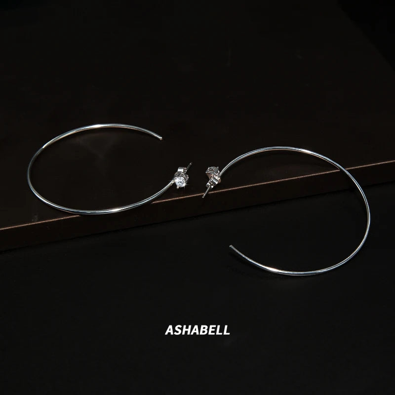 New S925 Sterling Silver Large Hoop Inlaid with Moissanite Large Earrings for Women Jewelry