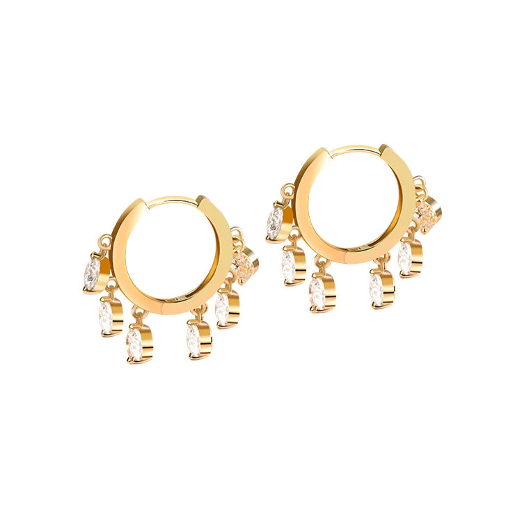 Ear Cuff Style Hoops 9k Yellow Gold Moissanite Earrings