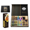 Stainless Home Steel Gold Flatware 24 Cutlery Set With Box 24pcs Flatware Sets Dinner Sliver Titanium Wedding Cutlery Set