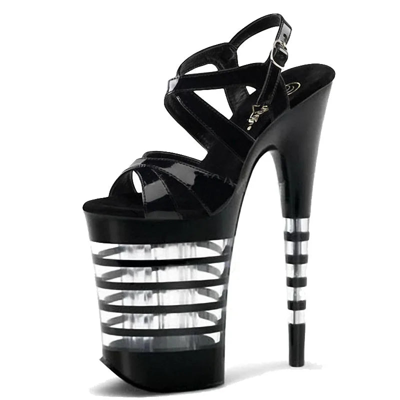 Pole Dance Stripper Paint Thin Heel 20cm Super High Heel Platform Club Fashion Leaky Toe Sandals Women's Large High Heels